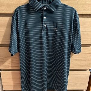 Rhoback Dark Green Striped Polo Shirt